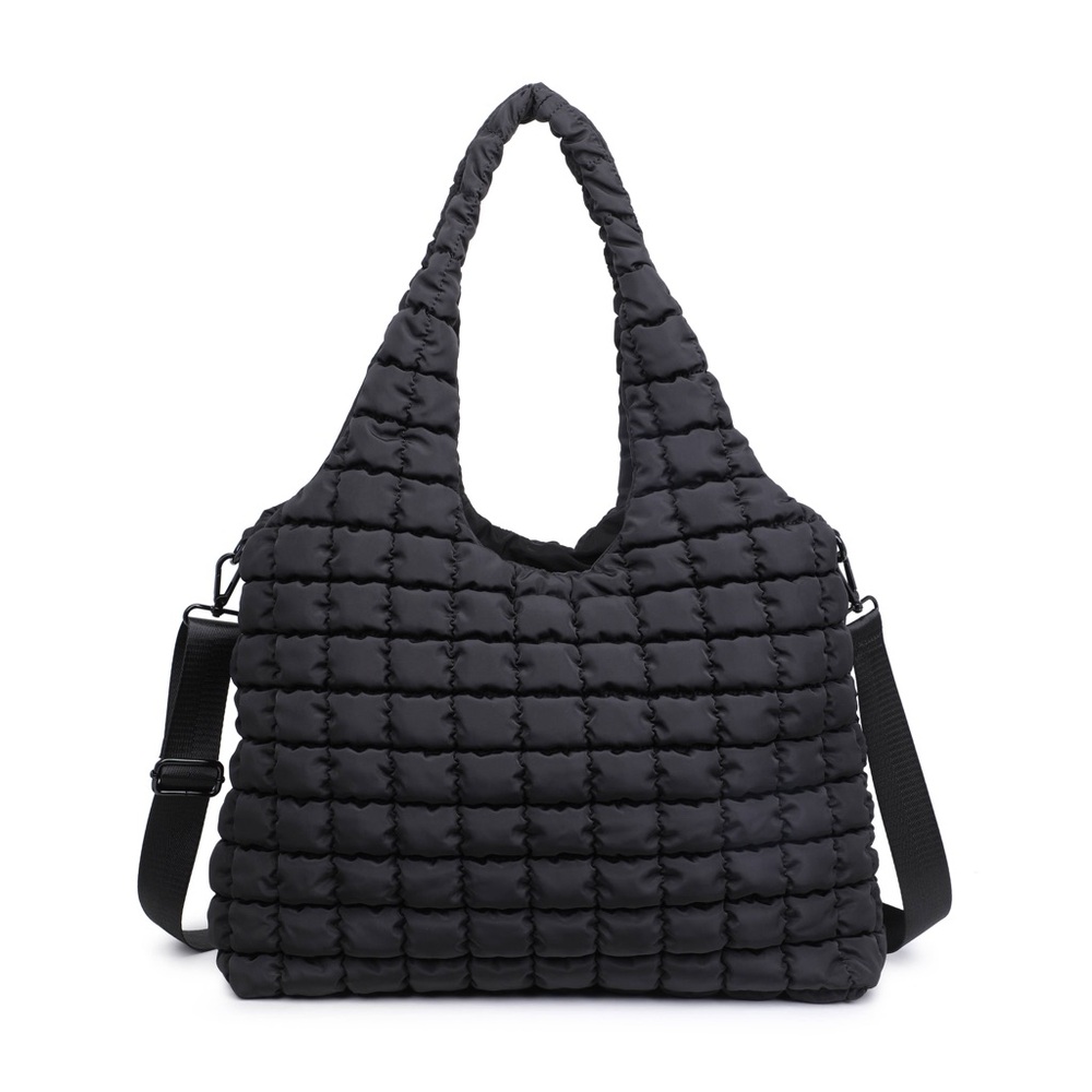 NWT Sol and Selene Black Quilted Puffer Nylon Hobo Bag with Cross Body Strap - Picture 5 of 6